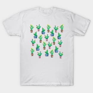 Watercolor Cactus Pattern T-Shirt